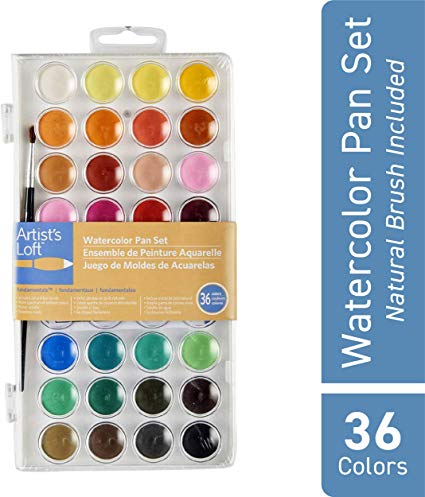 36 Color Fundamental Watercolor Pan Set with Paint Brush