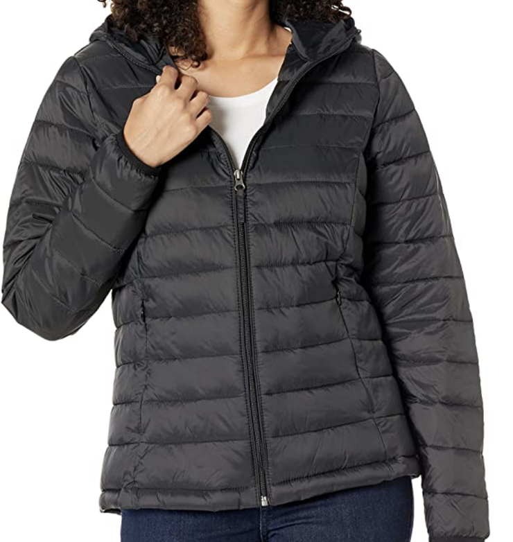 Warm Long-Sleeve Full-Zip Water-Resistant Packable Hooded Puffer Jacket